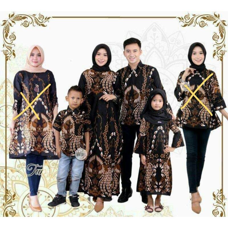 Baju Couple Keluarga Rantai Putih | Sarimbit Batik Gamis Wanita Kapelan Family set Pasangan Terbaru 