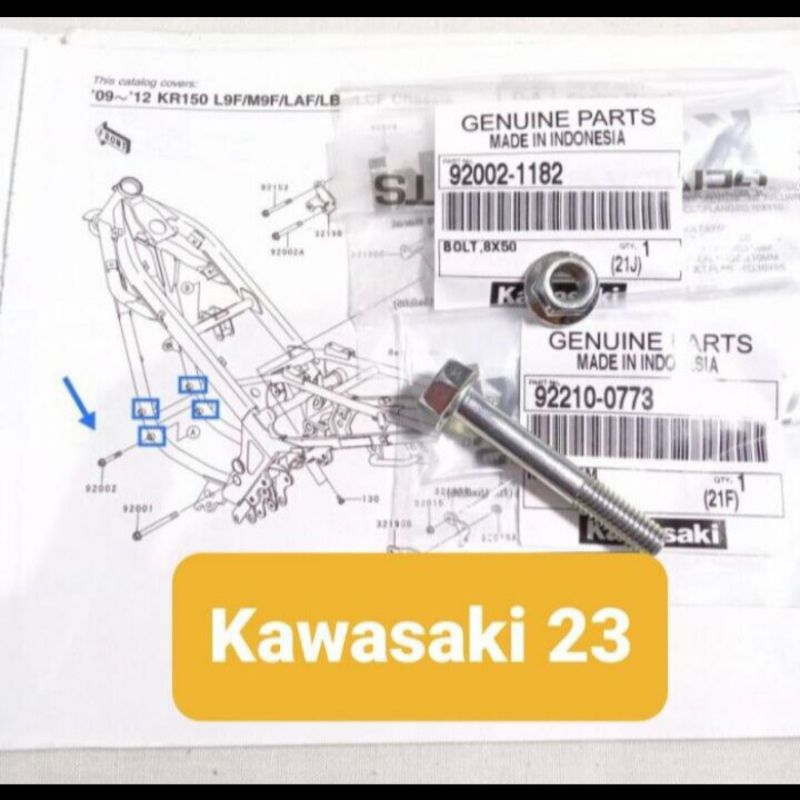 Baut gantungan mesin depan baut rangka ninja r ss 150 orginal kawasaki