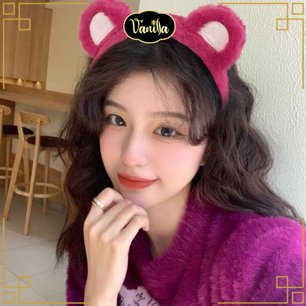 Bando Karakter Lotso | Bando Telinga Beruang Losto | Bando Karakter Telinga Bear Lucu | Bandana Kara