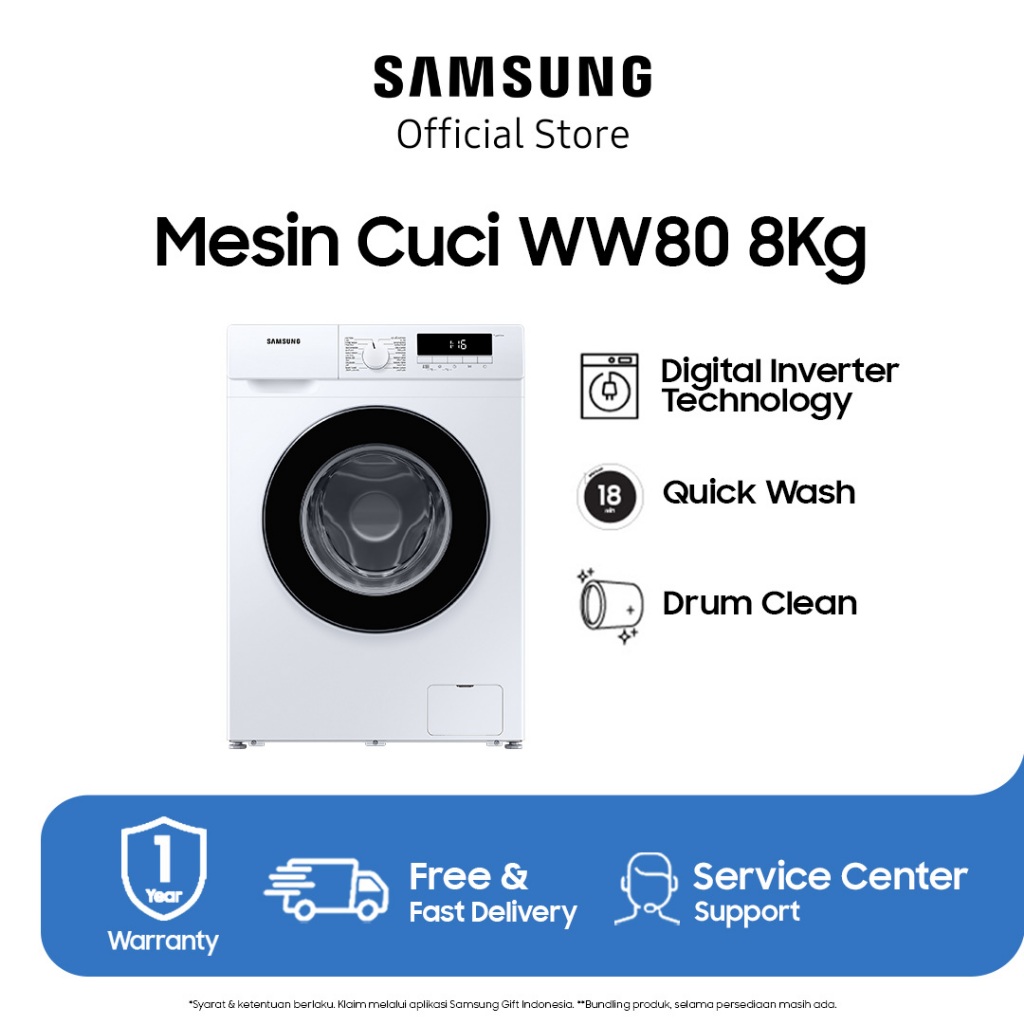 SAMSUNG Mesin Cuci Front Loading 8 Kg  - WW80T3040BW/SE [SAMSUNG ONLINE Exclusive]