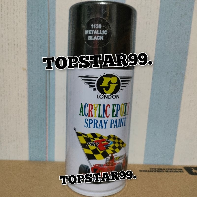 Pilok Cat RJ Hitam Metalik Black Metalic Glossy 1139 300cc Spray Paint