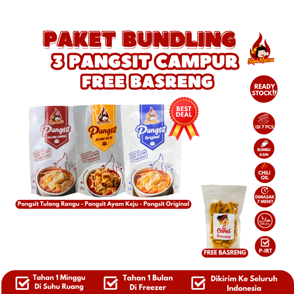 

Nyai Mercon - [ EXCLUSIVE ] Paket Bundling 3 Pangsit Nyai Mercon Free Basreng