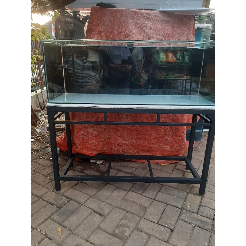 Aquarium Kaca 120x40x40 8mm Scotlet Hitam + Rak Hollo