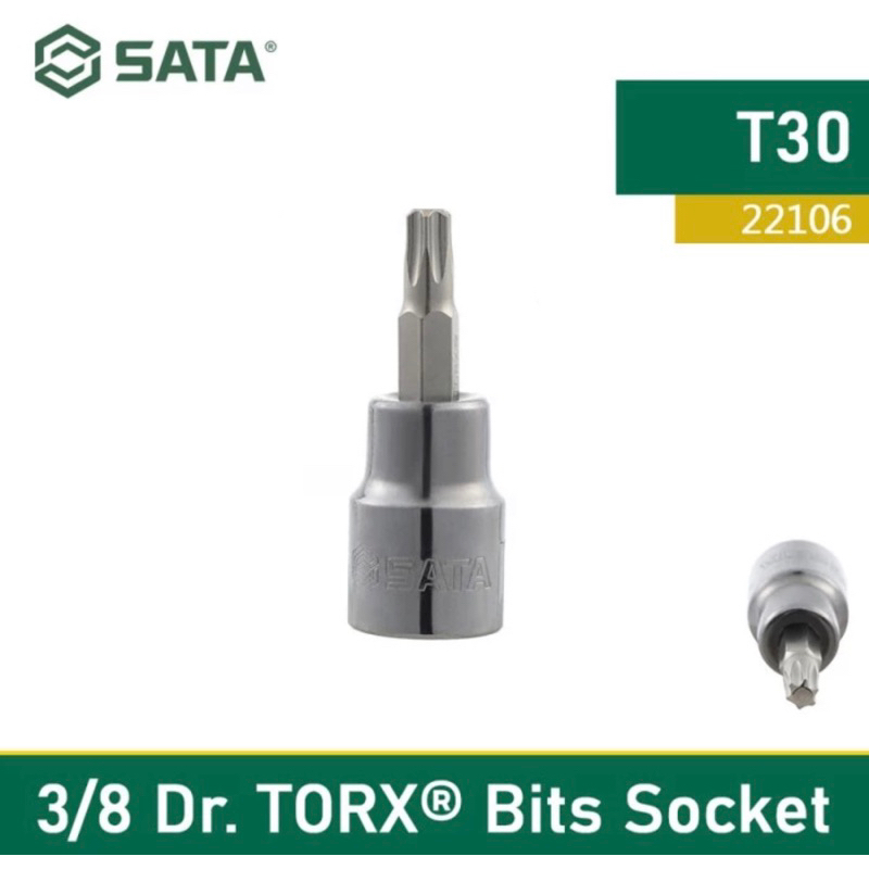 SATA Mata Obeng Shock Bit Bintang T30 22106 - 3/8" Dr. Bit Socket Torx