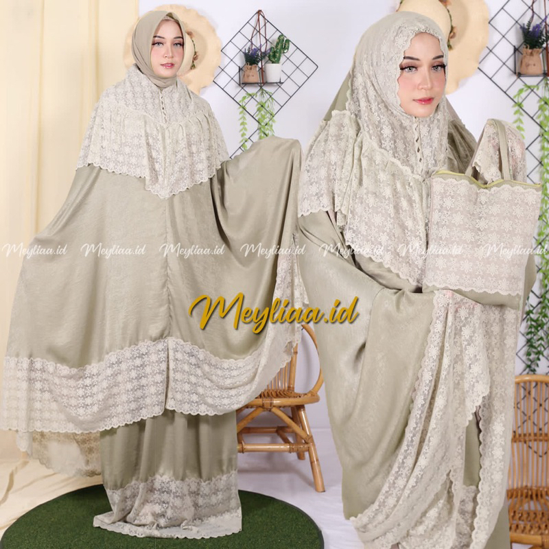 Mukena Dewasa Santorini Renda KD Silky Premium / Mukena Santorini Jumbo