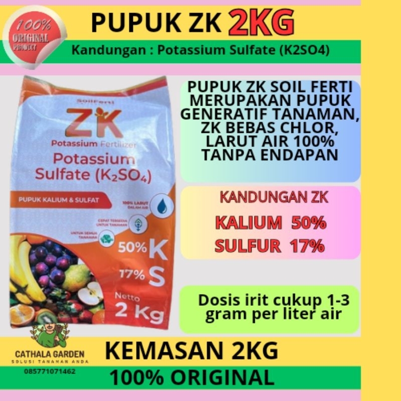 Ready PUPUK ZK SOIL FERTI KEMASAN 2 KG POTASSIUM SULFATE (K2SO4) PUPUK GENERATIF BUNGA DAN BUAH