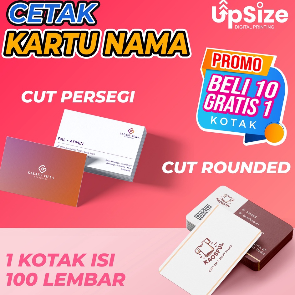 

Harga Termurah CETAK KARTU NAMA 1 SISI 2 SISI BAHAN ART CARTON 26 KOTAK MURAH