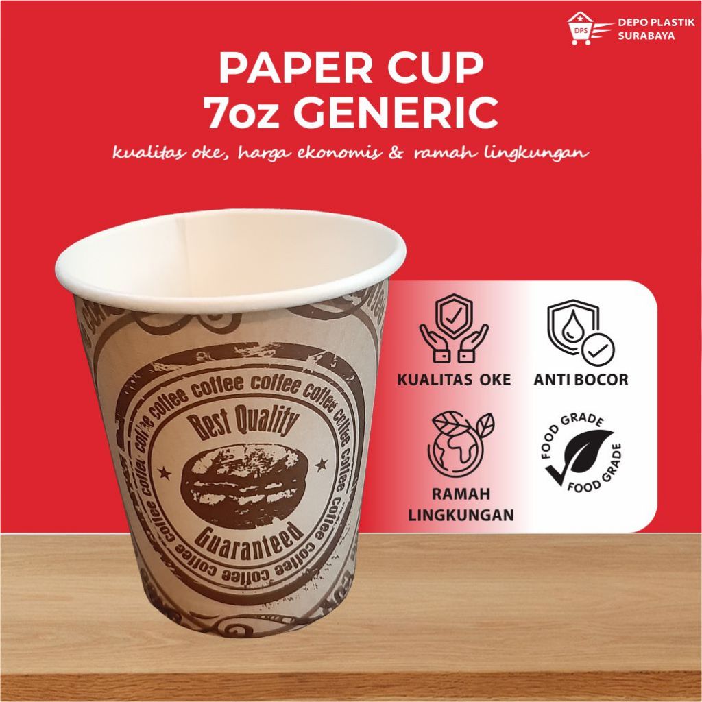 Paper Cup 7oz Generic / Gelas Kopi Kekinian / Gelas Kertas Murah / Cappucino