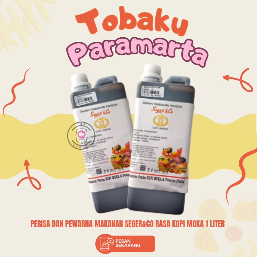 

PERISA DAN PEWARNA MAKANAN SEGER & CO RASA KOPI MOKA 1 LITER / PERISA DAN PEWARNA MAKANAN SEGER & CO