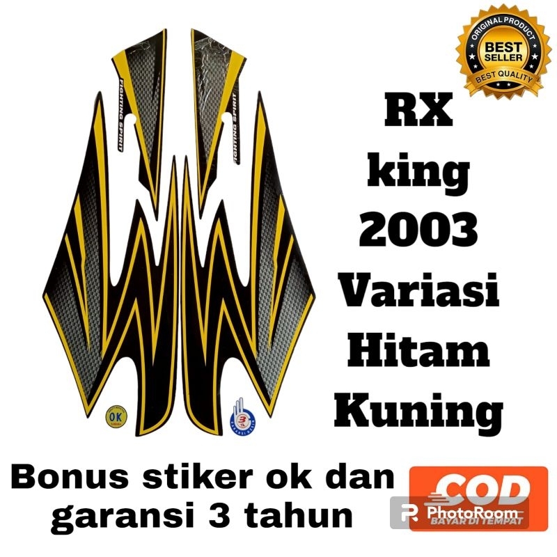 striping stiker rx king 2003 variasi hitam kuning bonus stiker ok dan garansi 3 tahun