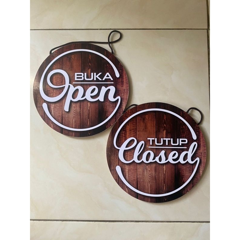 signboard gantung open/close bulat