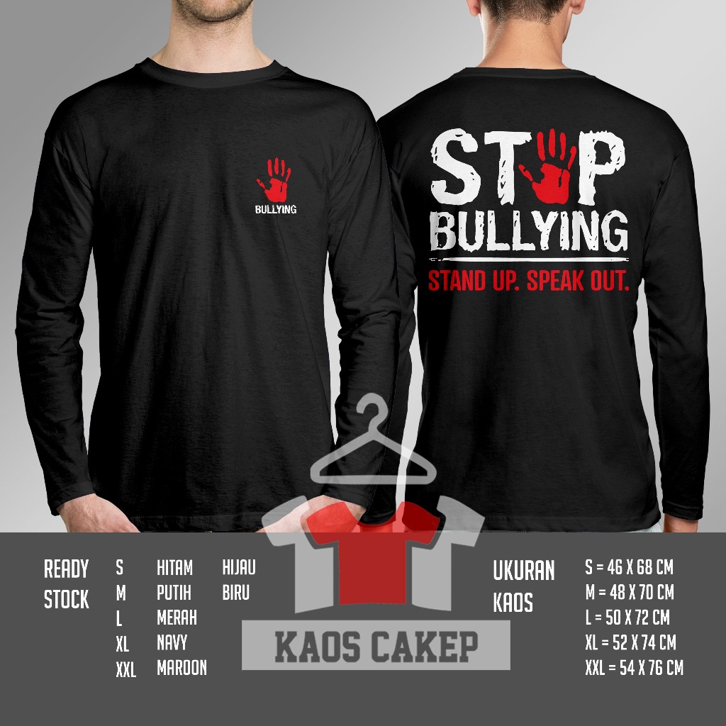 Kaos Baju Stop Bullying Anti Perundungan Agen Perubahan Lengan Panjang Kaos Distro