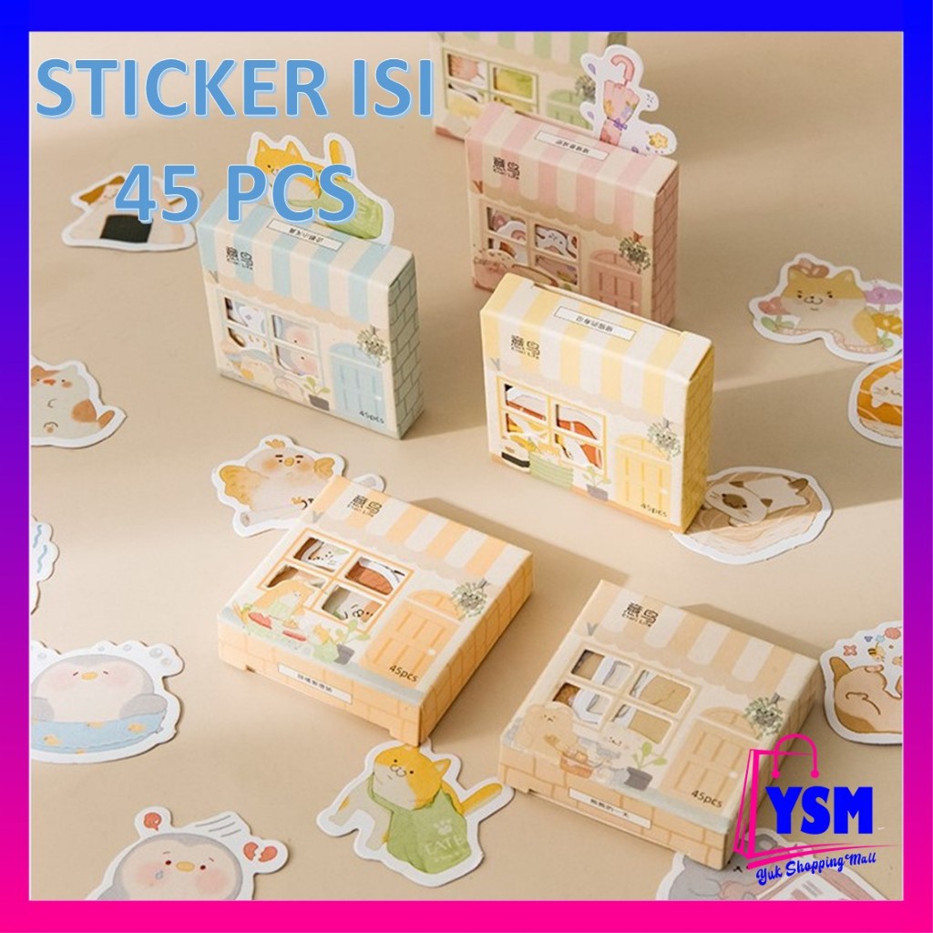 

YSM 45Pcs Stiker Karakter Hewan Untuk Diary Aesthetic Sticker Dekorasi Jurnal Scrapbook Stiker Set Home Series isi 45 Pcs Cute