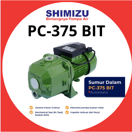 Shimizu PC375BITNT Pompa Air Sumur Dalam 375W Daya Hisap 40m Total Head 60m Jet Pump Series Deep Wel