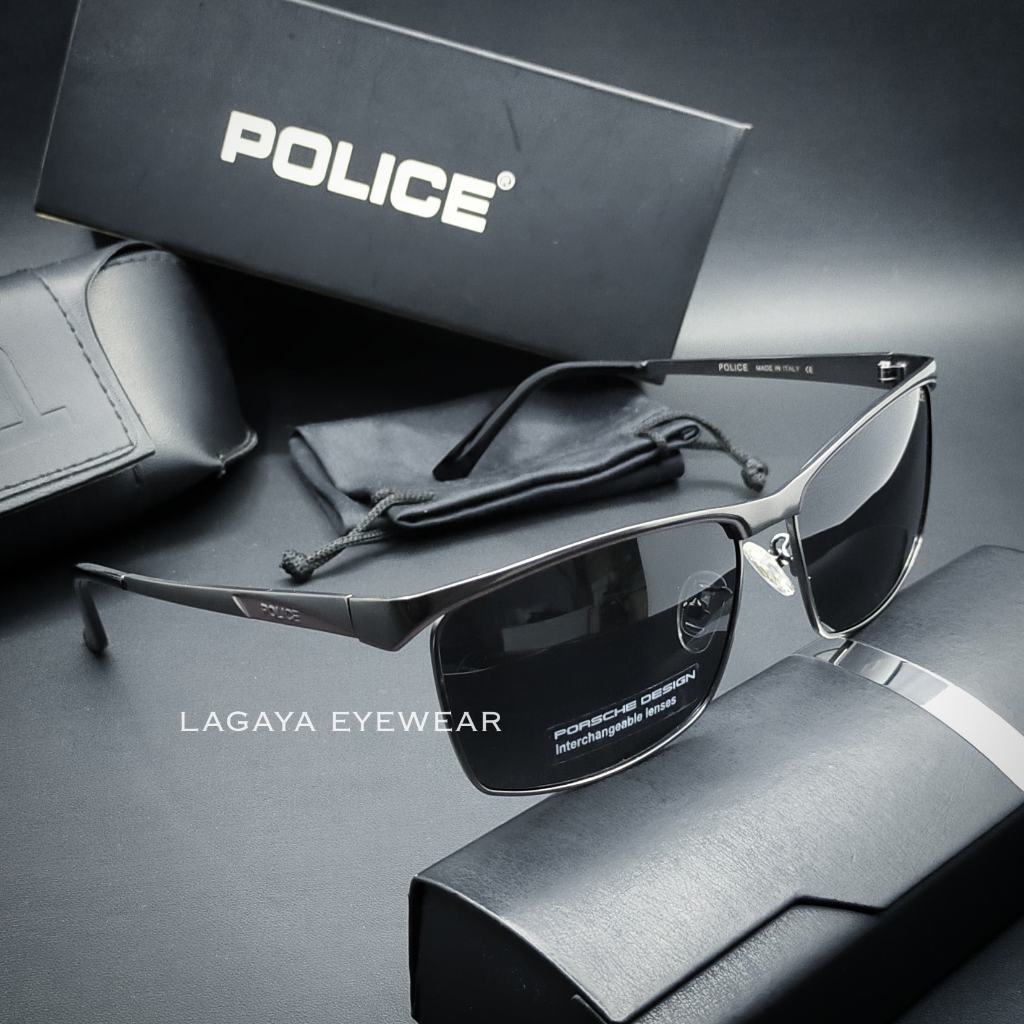 KACAMATA TERBARU HITAM SPORT POLICE 7868 ANTISILAU ANTIRADIASI FRAME POLYCARBONATE  TITANIUM OUTDOOR