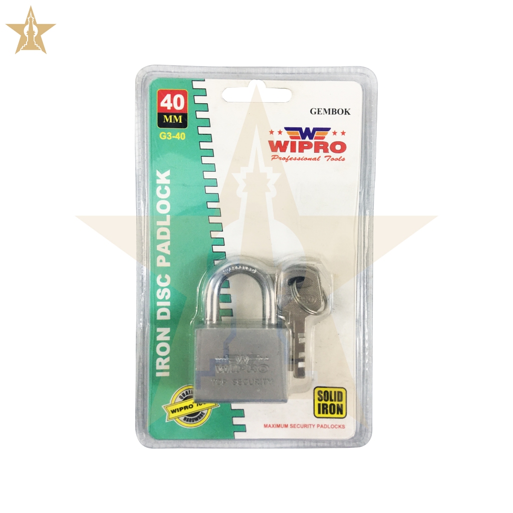 Wipro Kunci Gembok Chrome Leher Pendek 40 mm Gembok Wipro
