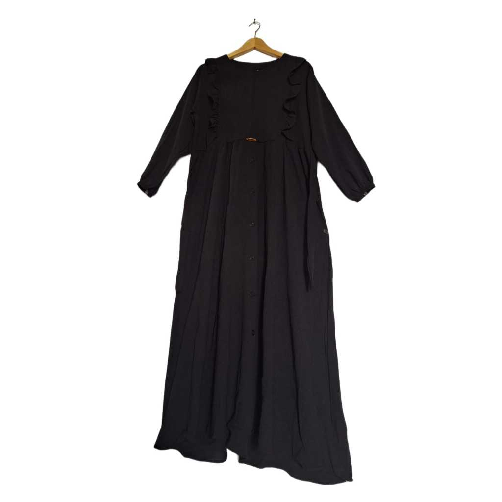 Gamis Hitam Polos Wanita Remaja/ Gamis Polos Anak Remaja/Gamis Polos Hitam Tali Belakang