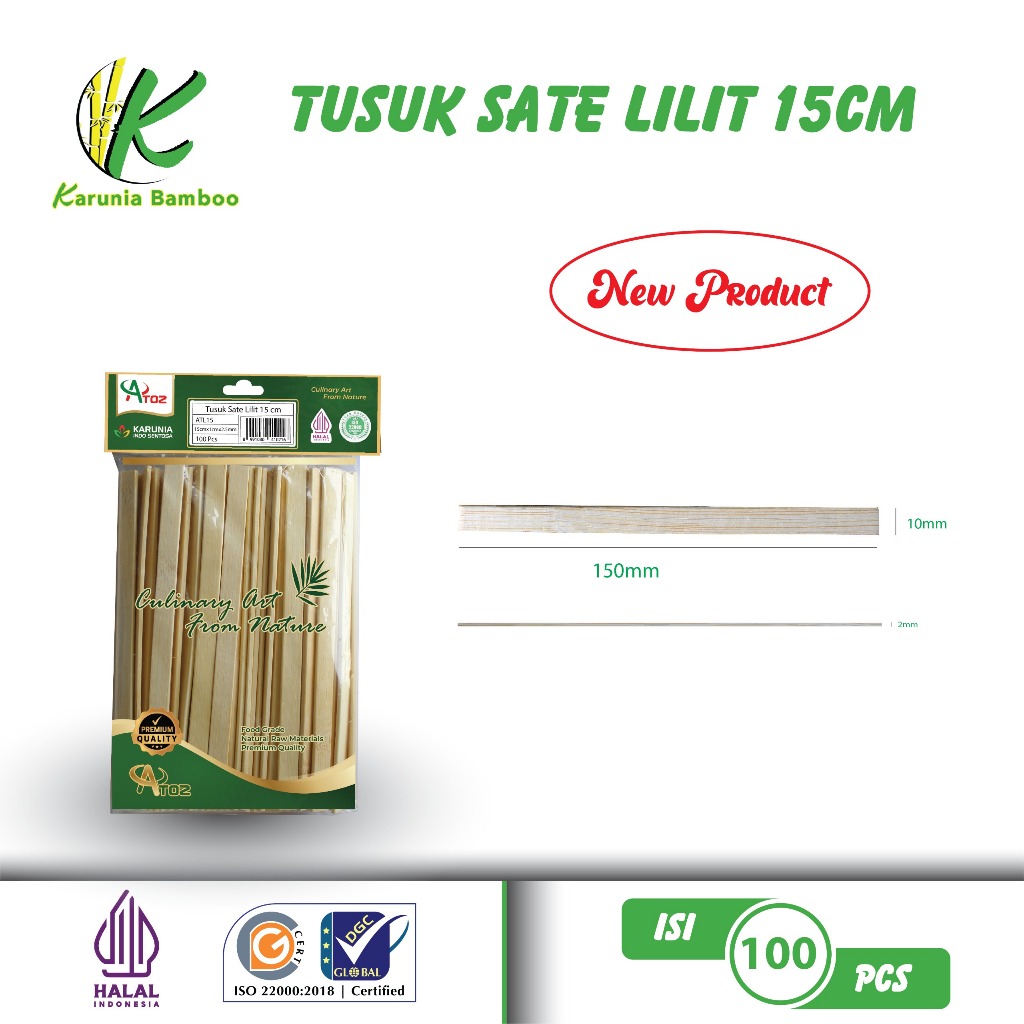 ATOZ tusuk sate lilit isi 100pcs/ tusuk sate bambu / tusuk sate bali /tusuk sate gepeng /tusuk sate 