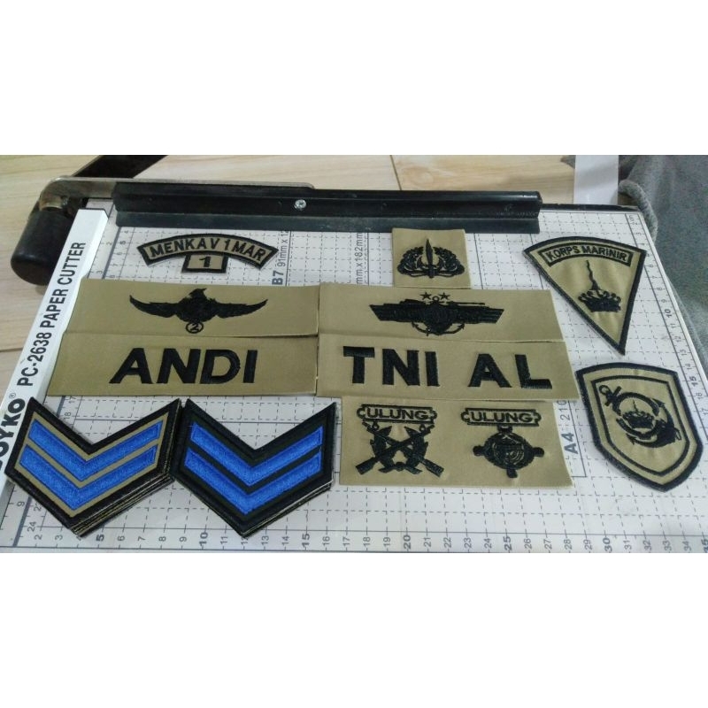 Bordir/Brevet PDL/ Wing/papan nama/Atribut TNI(AD/AL/AU)