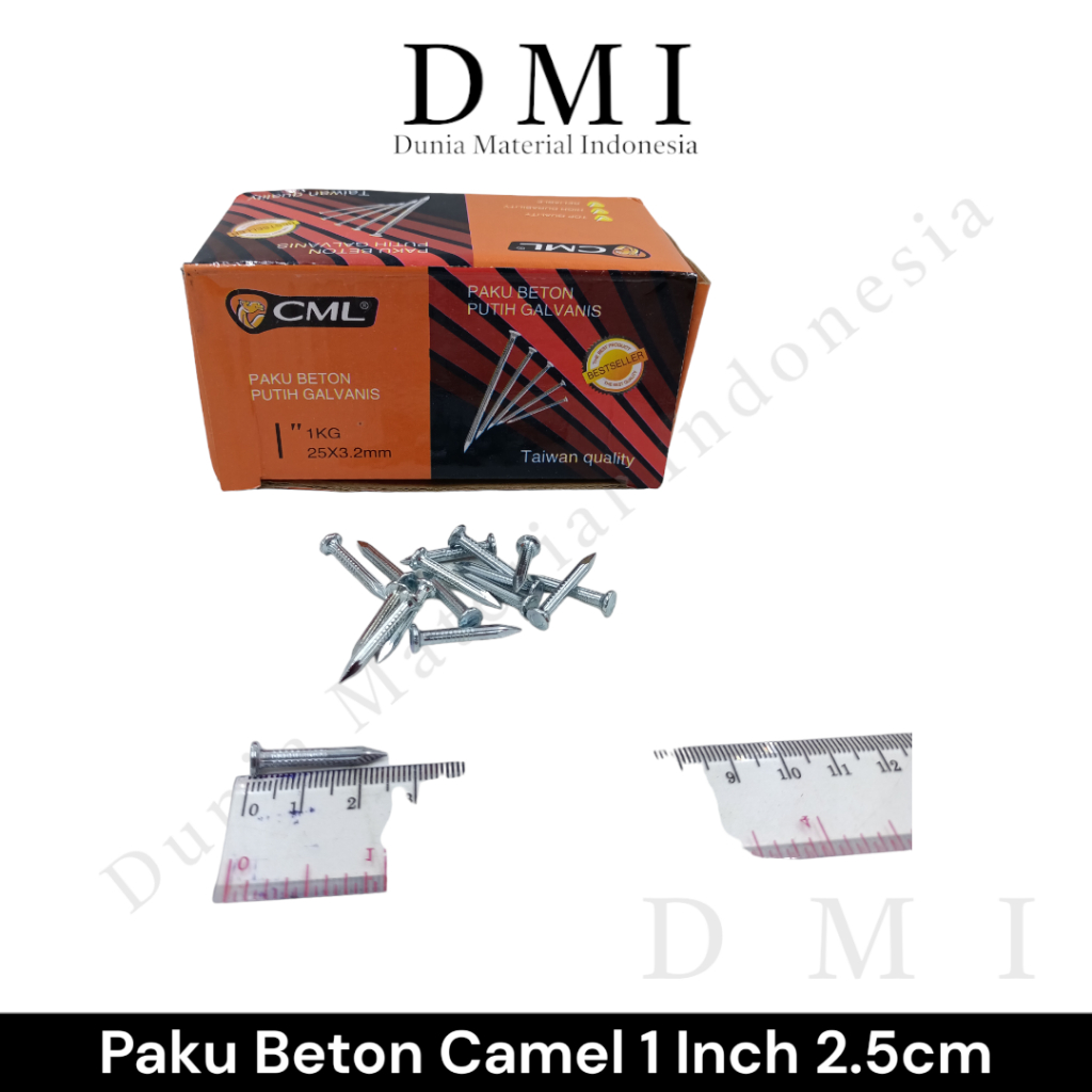 Paku Beton CAMEL 1Inch 2.5CM | Paku Tembok 1" Putih | Paku Galvanis