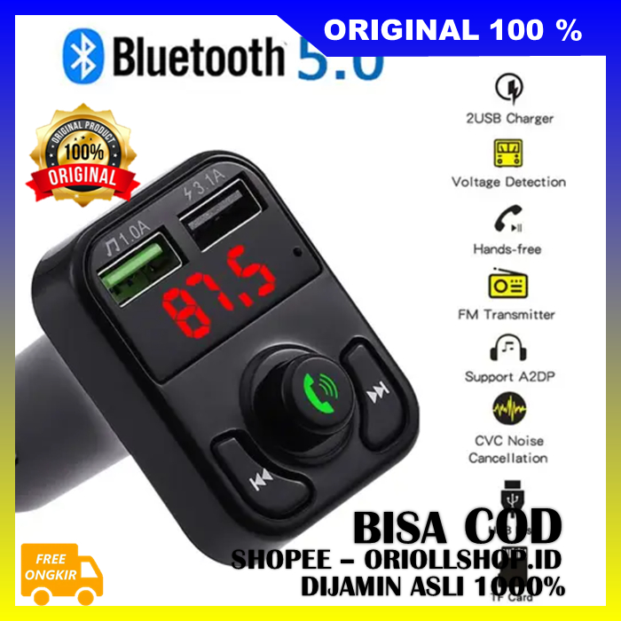 FM Transmitter USB Car Charger Transmitter FM Bluetooth Handsfree Mobil dengan Charger Dual Port USB