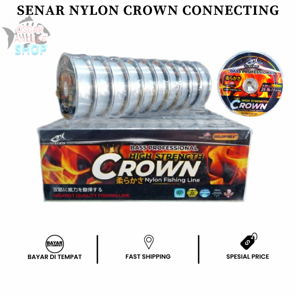 Senar Pancing Kuat Utecate Crown 100 Meter PerRoll Bisa Connecting - Putih Bening