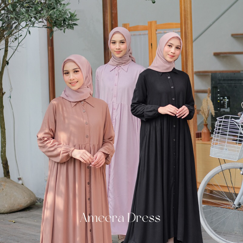 Gamis Pakaian Wanita Muslim Panjang Polos NARA Ameera Dress
