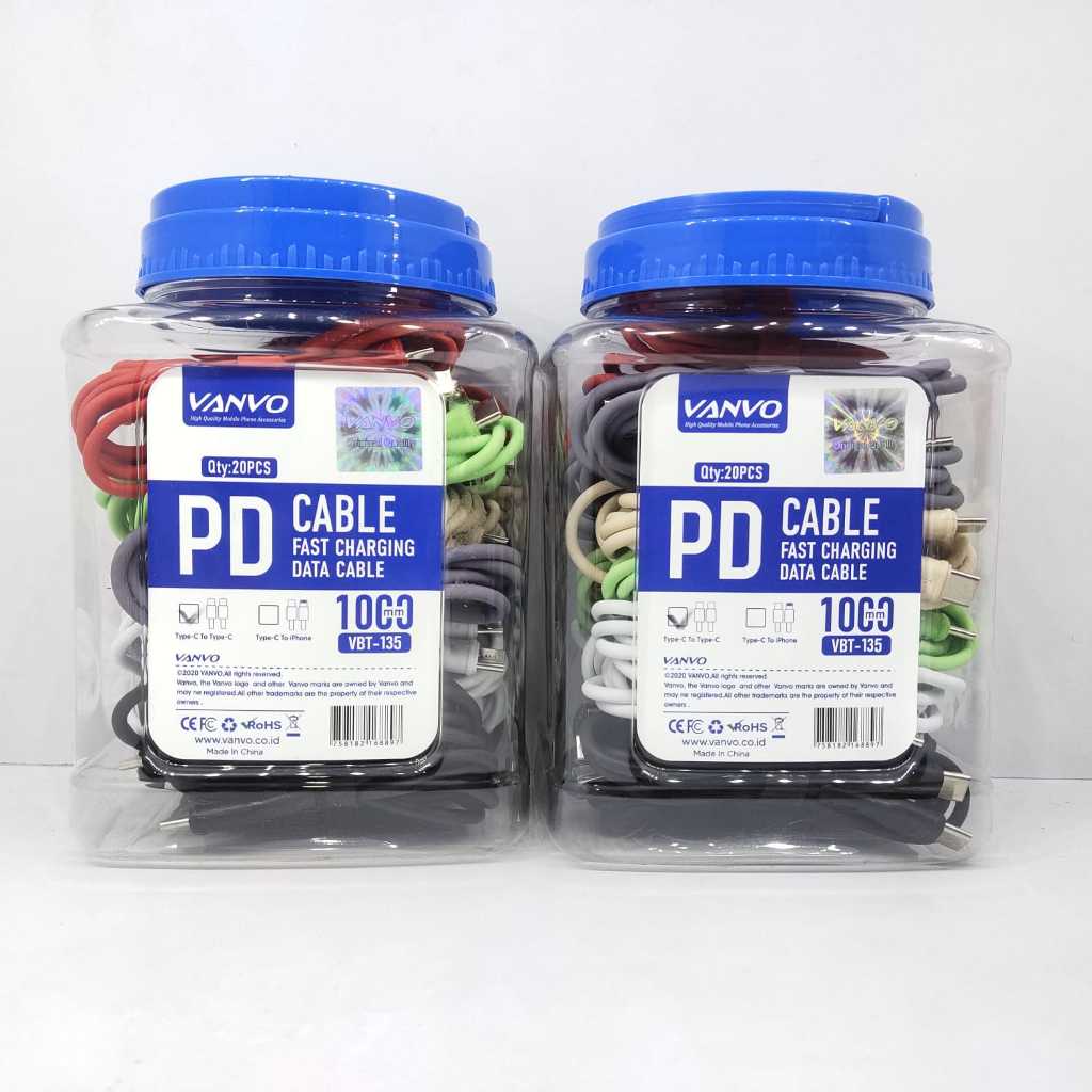 ( 20pc ) KABEL DATA TYPE C TO TYPE C VANVO FAST CHARGING VBT-135 toples