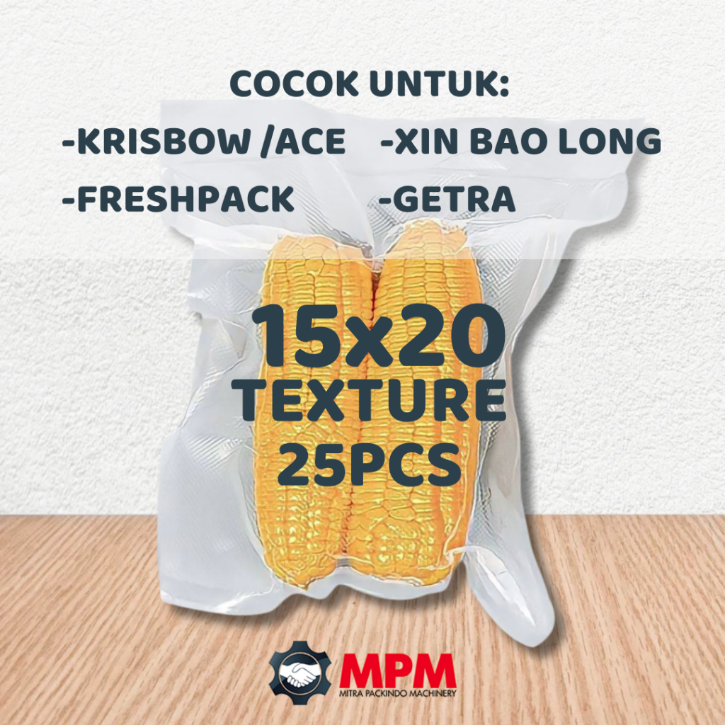 Plastik Vacuum Embossed 15x20 cm / Plastik Vakum Sealer Freshpack Krisbow 15 x 20 cm Tekstur