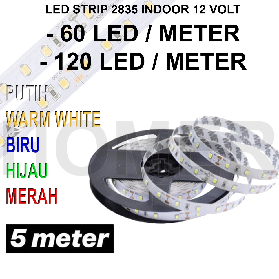 GROSIR Lampu LED strip pita flexible smd 3528  2835 ip33 ip2 ip22 ip33 nonwaterproof 12v 12 volt 5 m