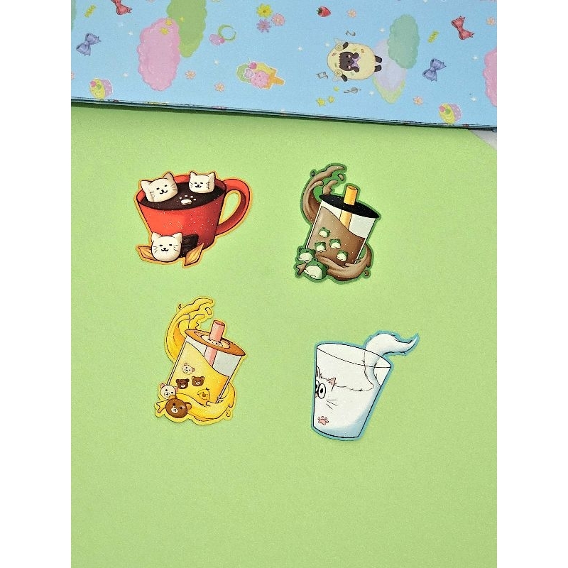 

Cute beverage sticker glitter