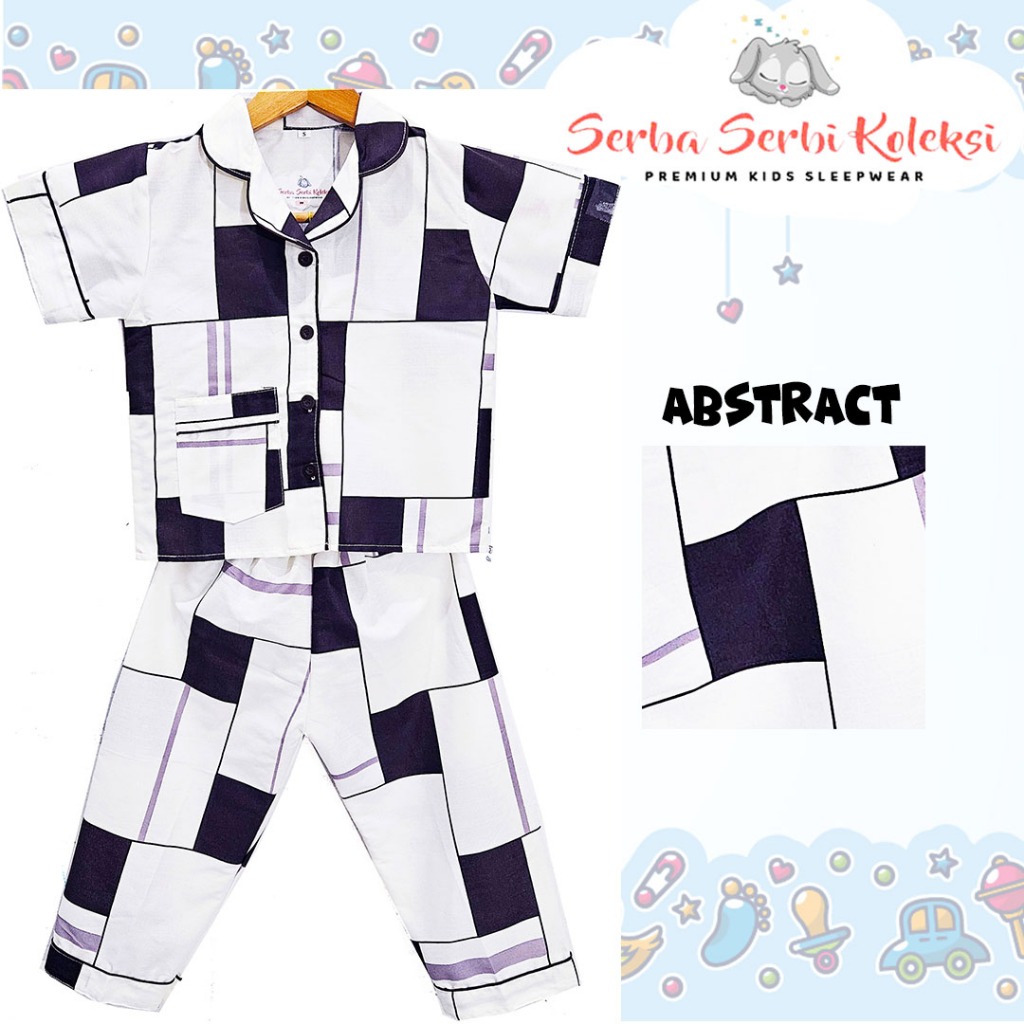 PIYAMA ANAK motif Kotak KATUN PREMIUM /BAJU TIDUR ANAK - SA 6
