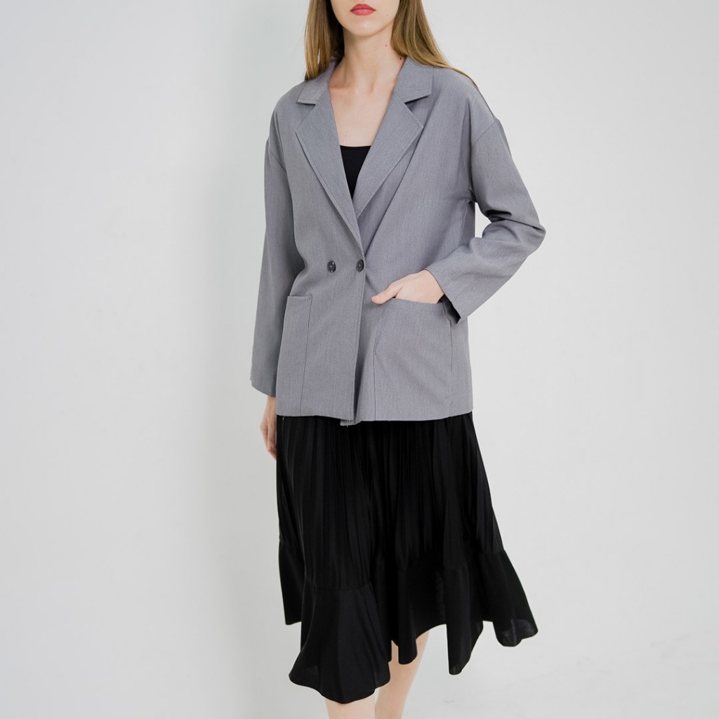 This Is April Outer Formal Wanita Germaine Blazer - Grey 186102