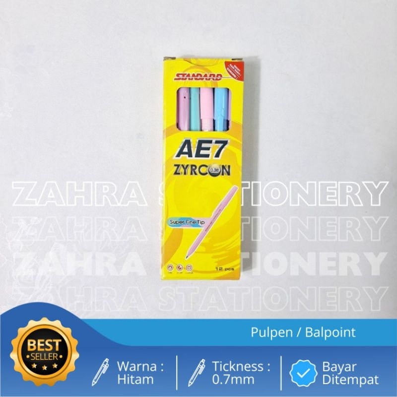 

Standard Pulpen / Ballpoint AE7 Zyrcon Tinta Hitam Tip 0.38mm