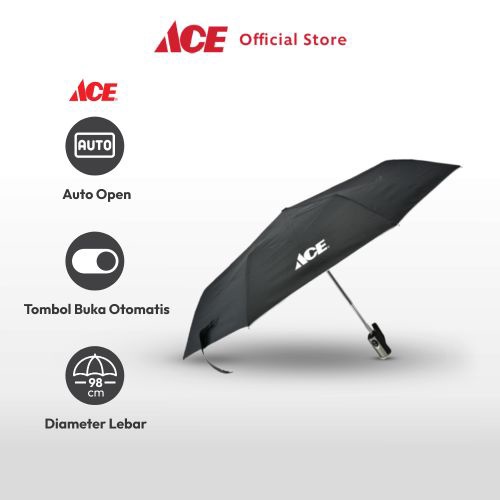 Original Ace  Ace Payung Lipat 98 Cm  Hitam