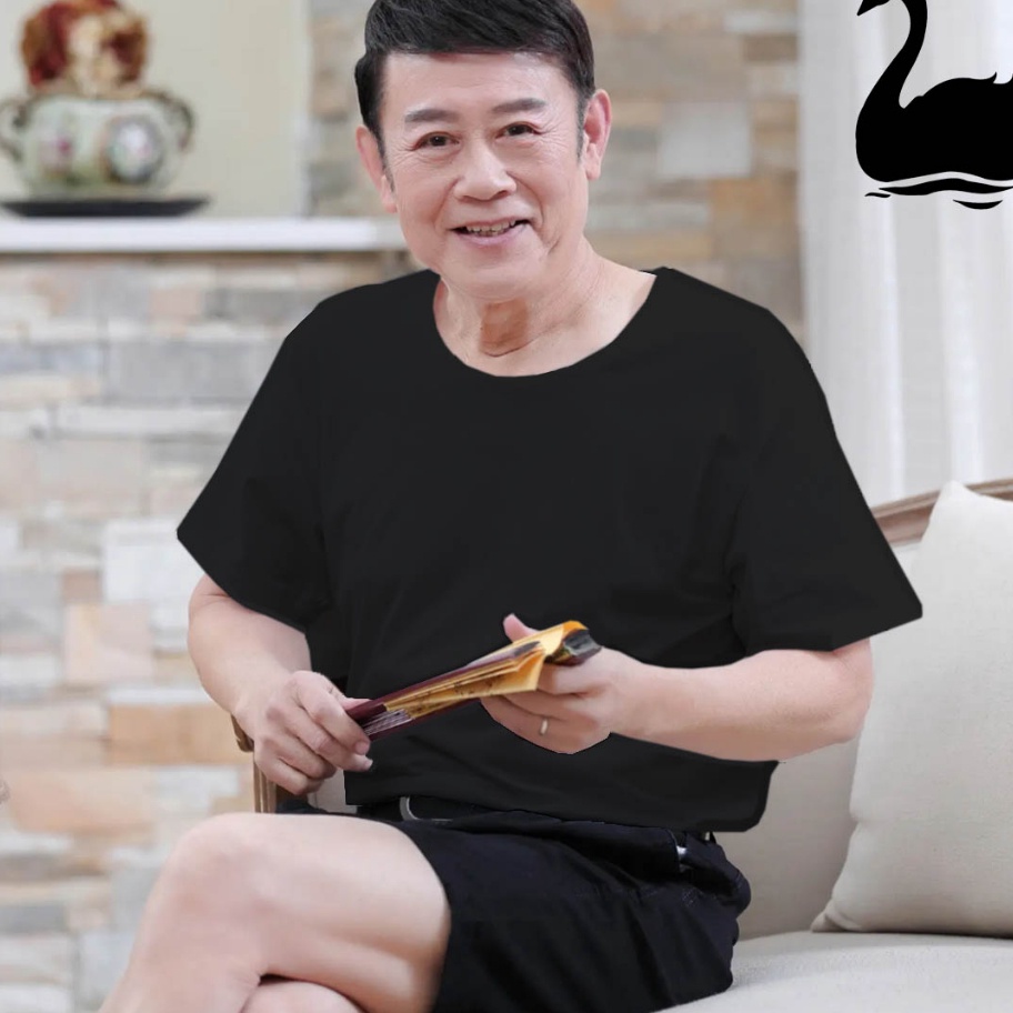 MODEL TKN153 SWAN SHOGUNAVO Kaos Oblong Pria Swan Brand  Type Premium Hitam