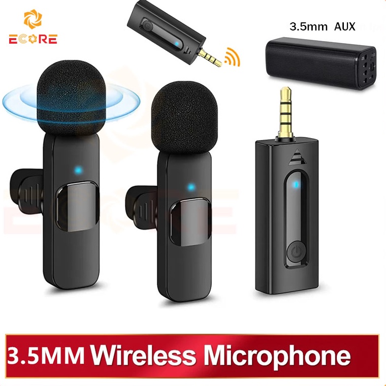 GROSIR Ecore Mic Wireless 35mm Lavalier Mikrofon Siaran HP Microphone Wireless Pengurangan Kebisinga