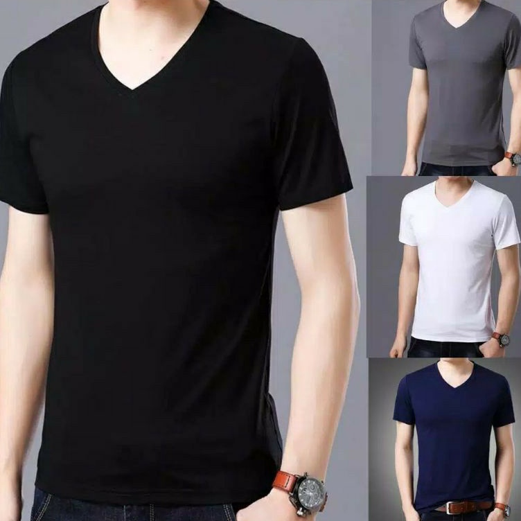 Harga Murah KAOS POLOS VNECK PRIA BAHAN COMBED TSHIRT VNECK PRIA LENGAN PENDEK KAOS OBLONG VNECK PRI