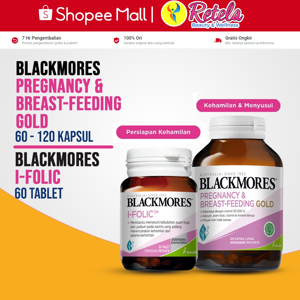 GROSIR Blackmores Pregnancy  Breastfeeding Gold New  IFOLIC  Suplemen Ibu Hamil  Menyusui  Tinggi DH