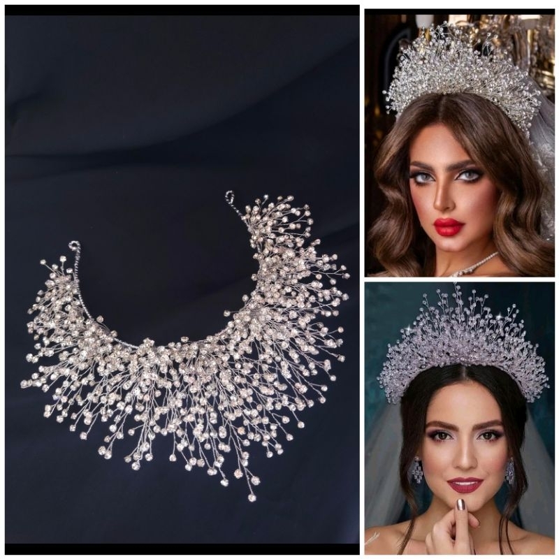 mhkotapengantin permata, hiasan kpala pengantin  hijab ato rambut kekinian,bando pengantin,headpiece