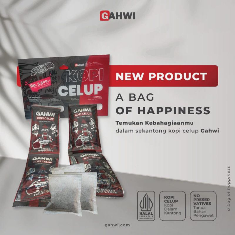 

Gahwi Kopi Celup Kopi Asli Dalam Kantong 10gr (Harga 1 Sachet)