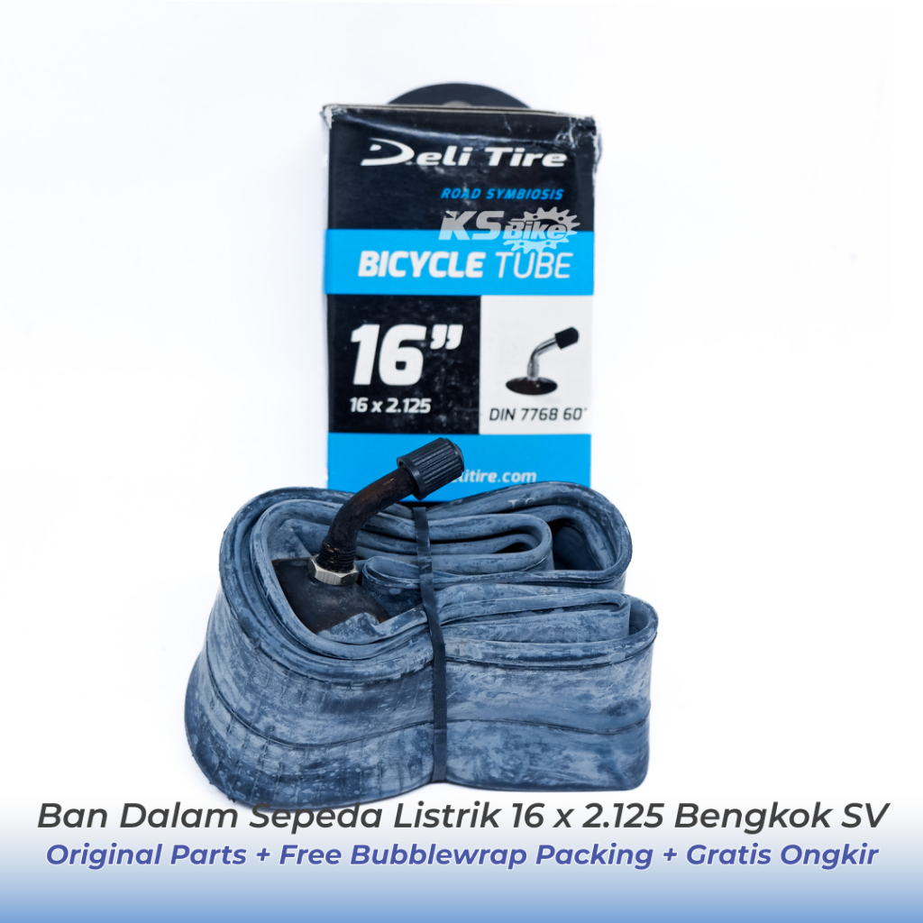 Ban Dalam Sepeda Listrik DELI 16 x 2.125 3.0 Ban Jumbo Pentil Bengkok Toko Sepeda KS Bike Cirebon