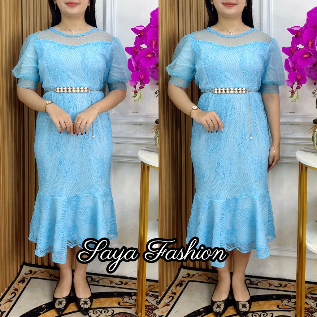 Dress Duyung Brukat Polos FREE Belt Premium 51030