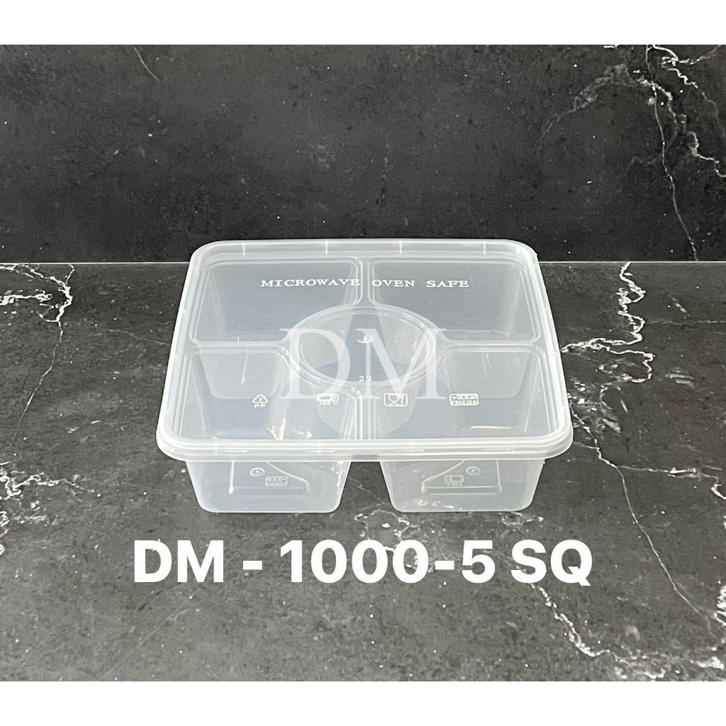 Thinwall DM 1000-5 SQ - Bento 1000ml- 5 Sekat Kotak Makan @25set