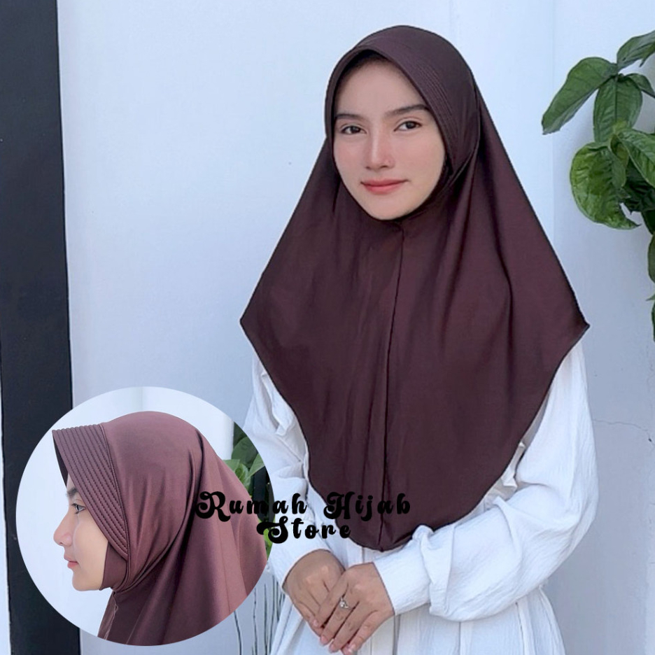 Jilbab Oval Pet Dagu Size L /Hijab Oval Pet Dagu Jersey Premium