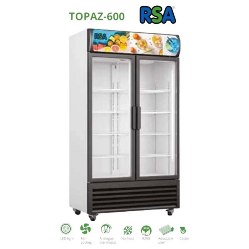 showcase / pendingin minuman 2 pintu RSA TOPAZ 600 568 liter