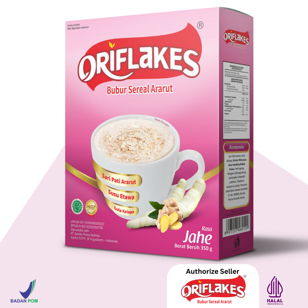 

ORIFLAKES Jahe - sereal umbi garut - sereal maag asam lambung gastro susu ettawa 900 gram