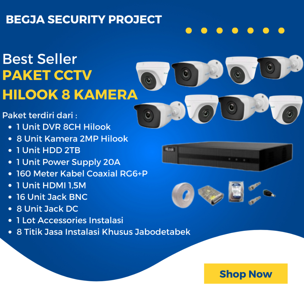 PAKET CCTV HILOOK 8 KAMERA/ PAKET CCTV ANALOG HILOOK