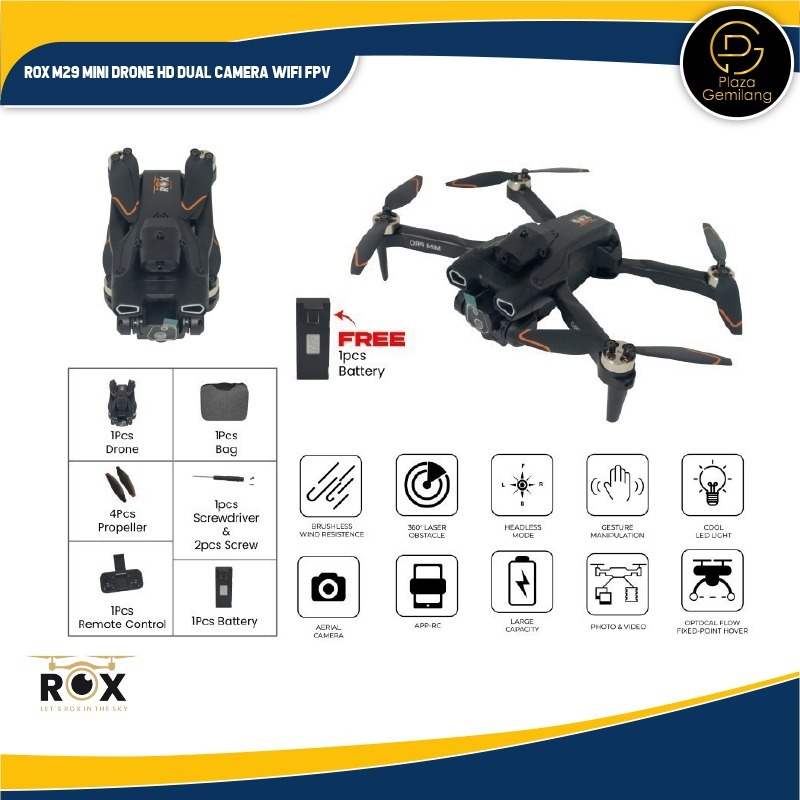 ROX M29 Mini Drone HD Dual Camera WiFi FPV