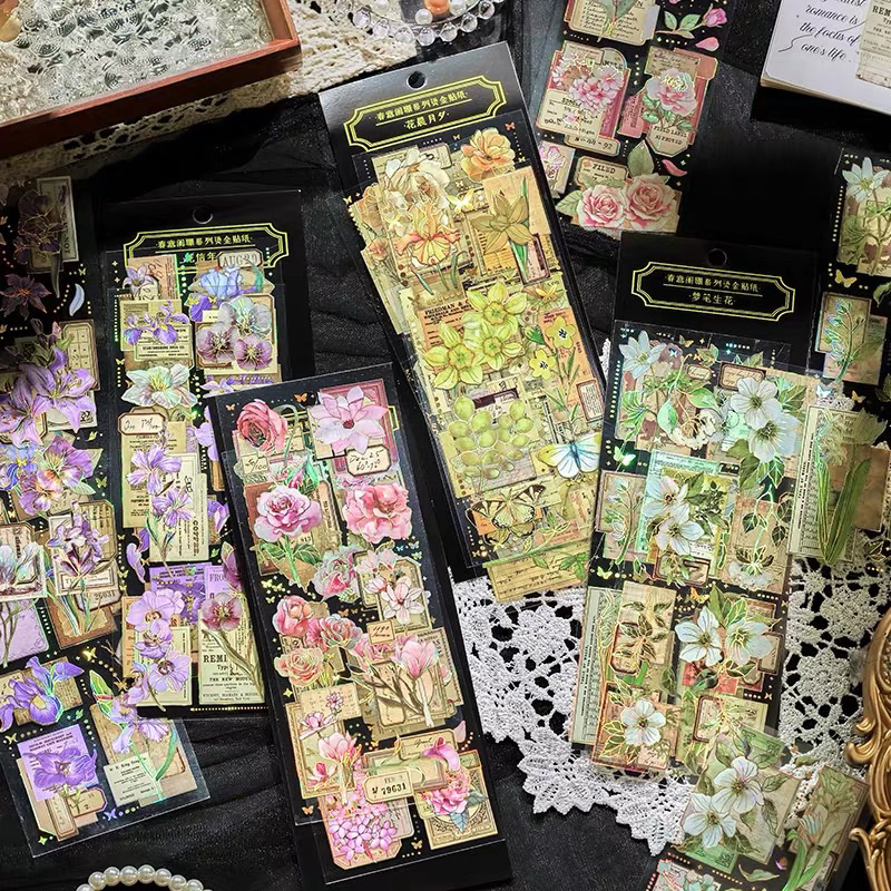 sticker vintage bunga scrapbook
